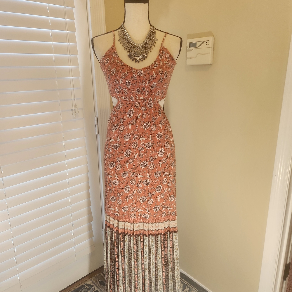 Floral Maxi Dress in Rust and Cream